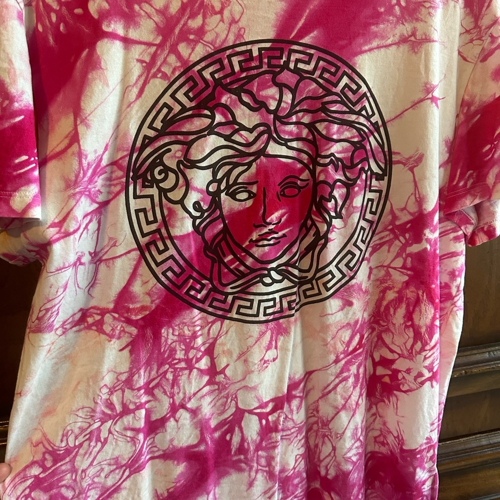 Pink and white versace shirt